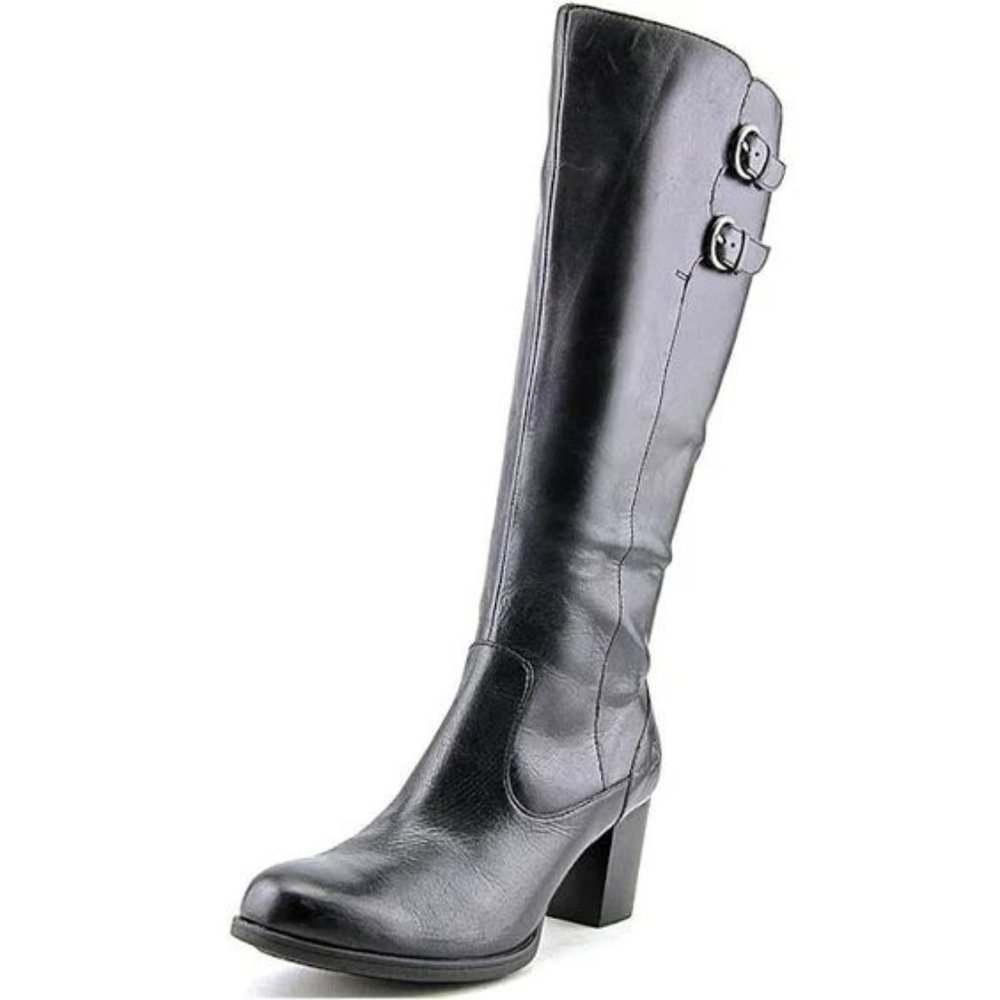 New Black Leather Born Mim Knee High Boots